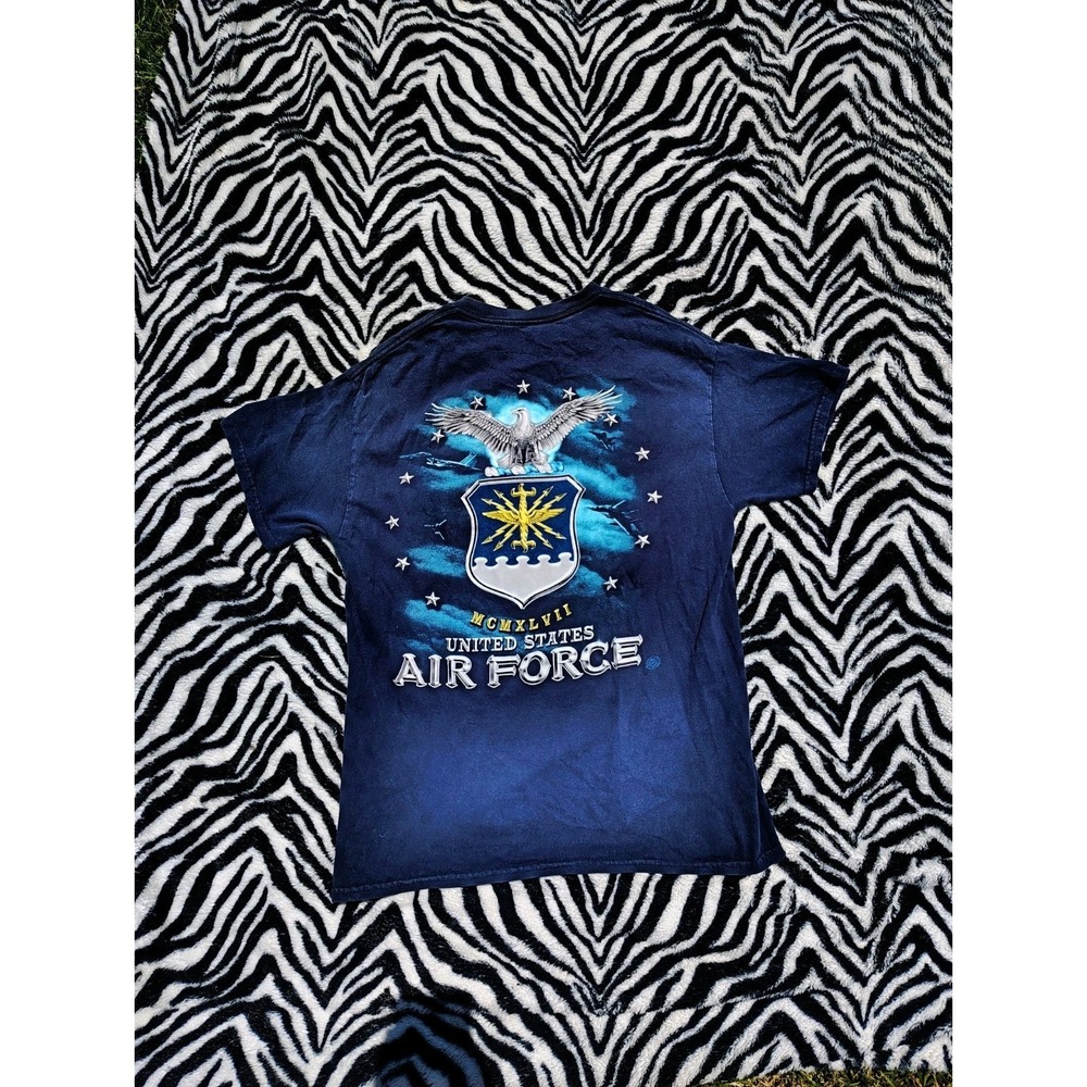 Vintage‎ USAF Air Force T-Shirt Men's Small Blue Military USA Short Sleeve Y2K